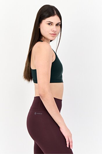 adidas Women Brand Logo Padded Sports Bra, Green