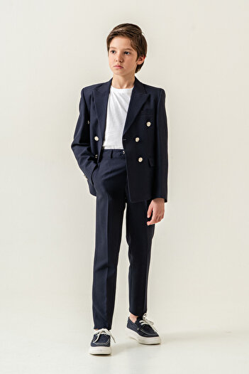 carino's kids Seersucker Double Breasted Boy's Suit Lycra