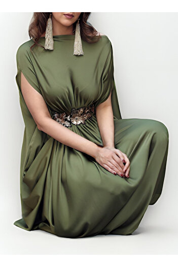 ECSTACY COUTURE GREEK PLEAT OLIVE