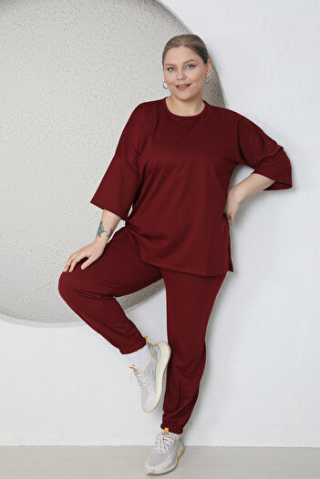 FAMES PİJAMA Plus Size Women's Comfortable Tracksuit Set