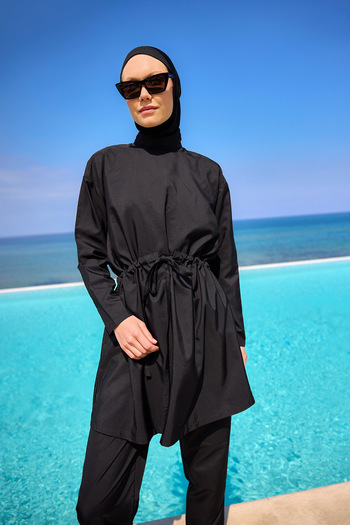 Riva Mera Black Full Covered Hijab Swimsuit Set A2502-1