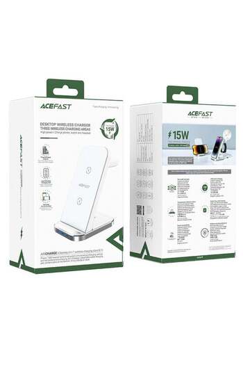 Acefast AceFast E15 Desktop Three-In-One Wireless Charging Stand - White