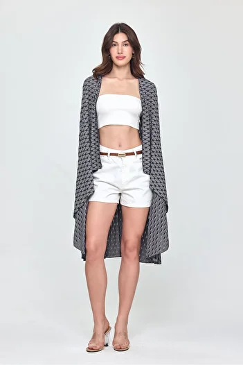 Laranor Asymmetrical Shawl Collar Loose Cut Vest 25L8033