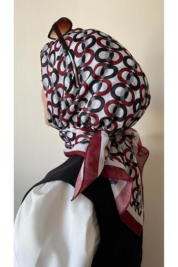ESSLERA Ring Patterned Burgundy Soft Scarf