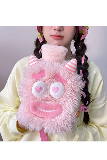 CAŞ DEKORASYON Pink Color Monster Figured Plush Hot Water Bag