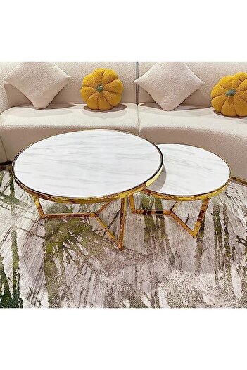 MAPLE HOME DECORATION Coffee Table Sofa Side Table Modern Nesting Living Room Furniture 80CM+60CM
