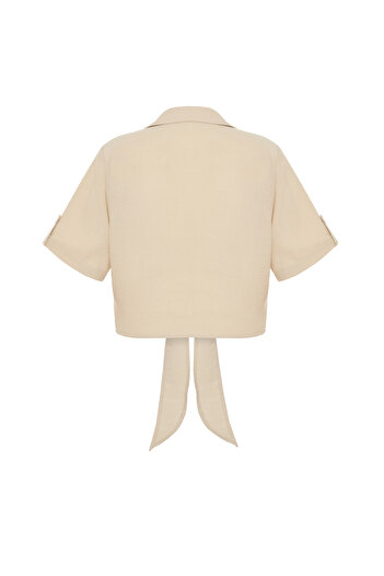 Mudo Short Sleeve Crop Shirt with Tie Detail