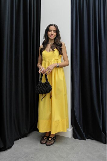Havoş Yellow Feige Strappy Poplin Dress
