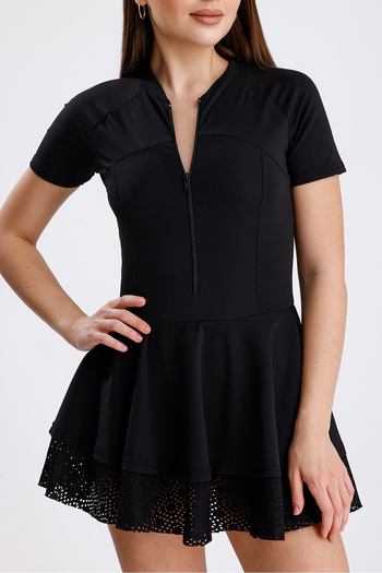 segiza Lace Skirt Zippered Jumpsuit Swimsuit