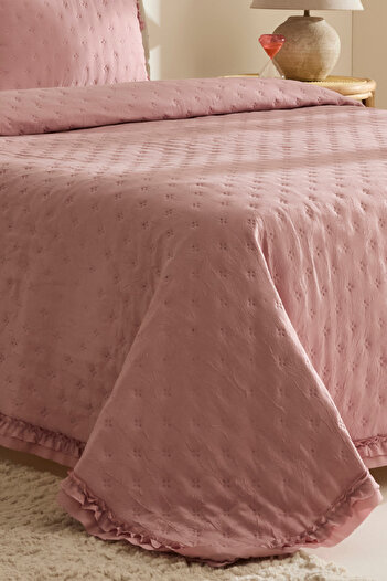Karaca Home Ophelia Double Krush Bedspread Set Dusty Rose