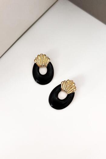 New Obsessions Women's Enameled Gold Gavel Earrings