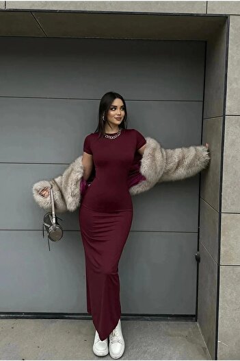 lumuteks Kadın Kısa Kollu Maxi Elbise