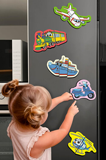 Çocuk Akademi Çocuk Akademi Mıknatıs Özellikli Eğlenceli Puzzle Taşıtlar