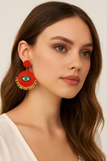New Obsessions Handmade Beaded Eye of Fortune Earrings