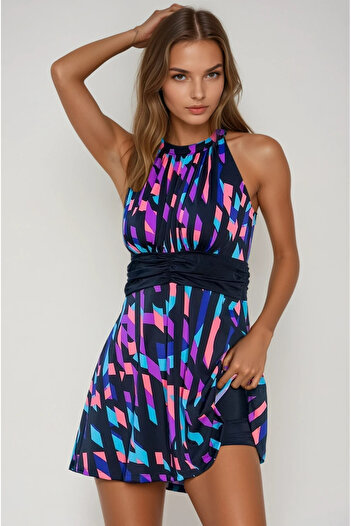 hazelin Women's Multicolor Dress with Shorts Swimsuit Hzl26S-Ar19211