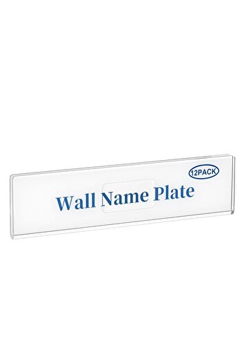 Generic حامل لوحات الأسماء على الحائط من الأكريليك AITEE، عبوة من 12 قطعة، 2 × 8 بوصة، لعرض لوحات الأسماء على الحائط الشفافة
