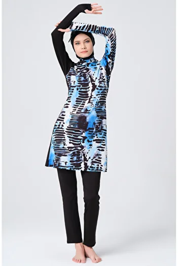 sefamerve Blue Hijab Swimsuit - 23685-01 Model