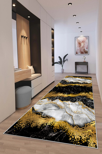 df home Digital Printed Cutting Runner - Washable Non-Slip Base, Doorway Entrance Carpet 3437