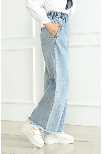 sefamerve Elastic Waist Jeans 1793-01 Light Blue