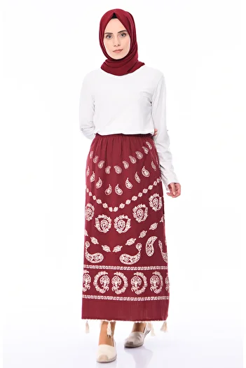 sefamerve Red Sile Cloth Pareo Skirt - 0200-04