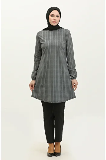 sefamerve Anthracite Seasonal Tunic with Elastic Sleeves 8688-01