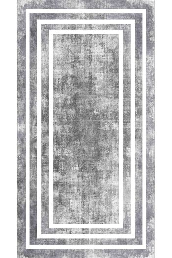 df home 8052 Model Non-Slip Based and Washable Digital Printed Cutting Mat - Hallway Entrance Carpet