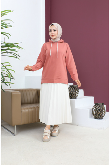 sefamerve Dried Rose Hooded Sweatshirt - 23002-08
