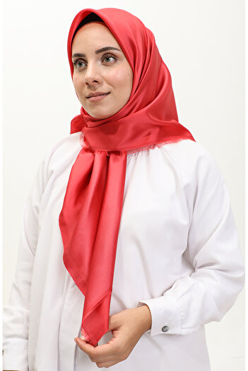 sefamerve Pomegranate Flower Patterned Plain Scarf 1266-40