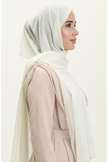 sefamerve Aymina Janjan Cream Chiffon Shawl - 7586-03