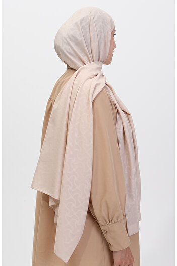 sefamerve Madame Mary Ivy Jacquard Shawl 19088-19 Beige