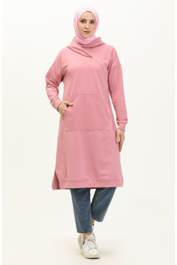 sefamerve Pink Kangaroo Pocket Sports Tunic - 3032-14