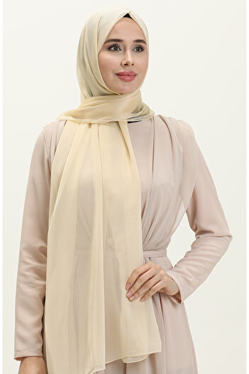 sefamerve Aymina Janjan Beige Chiffon Shawl - 7586-07