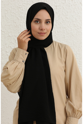 sefamerve Black Plain Shawl - 1090-09 Model