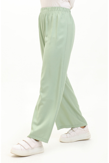 sefamerve Pistachio Green Wide Leg Elastic Waist Trousers - 1143-05