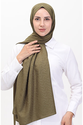 sefamerve Madame Mary Ivy Jacquard Shawl 19088-16 Khaki