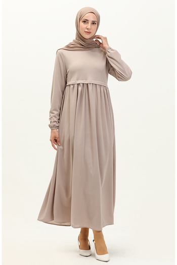 sefamerve Mink Gathered Dress - 0666-10 Model