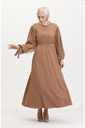 sefamerve Mink Sleeve Gathered Dress - 1053-04