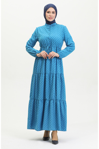 sefamerve Φόρεμα με μισά κουμπιά Indigo Print - 0387-06