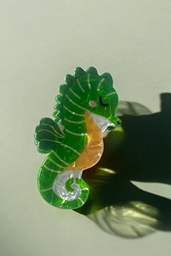 TAKIŞTIR Green Color Sea Horse Figured Bone Ratchet Buckle