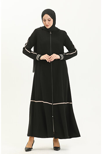 sefamerve Black Zippered Ferace 5043-02