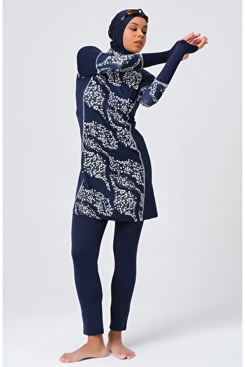 sefamerve Navy Blue Hijab Swimsuit - 23686-02