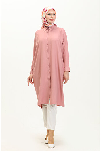 sefamerve 6433-24 Model Dried Rose Raglan Sleeve Tunic