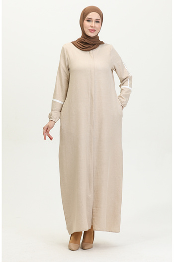 sefamerve Beige Ferace - Print Detailed, Model 24018-03