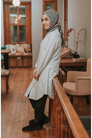 sefamerve White Tunic 6472-02 - Pocketed and Buttoned