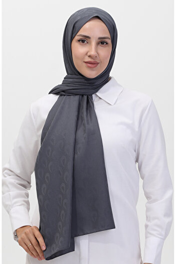 sefamerve Madame Mary Damla Jacquard Shawl 19085-02 Smoked