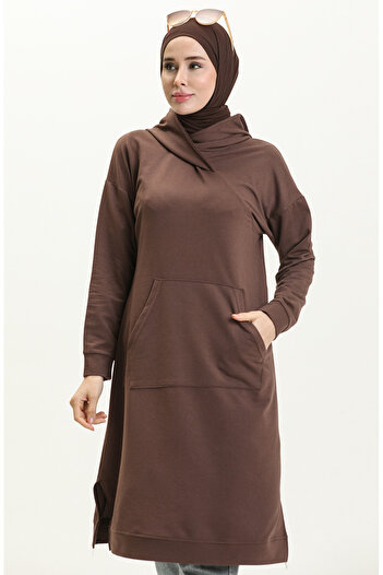 sefamerve Brown Kangaroo Pocket Sports Tunic - 3032-03