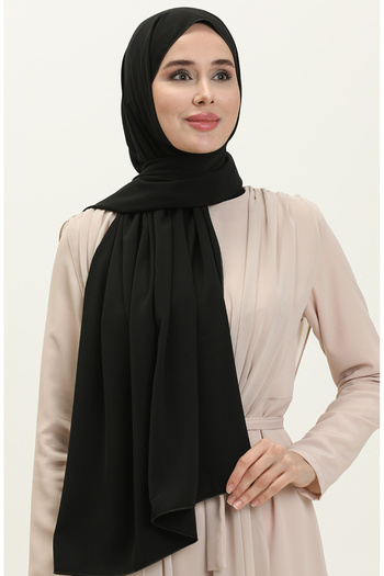 sefamerve Aymina Black Silk Cotton Shawl - 8612-07