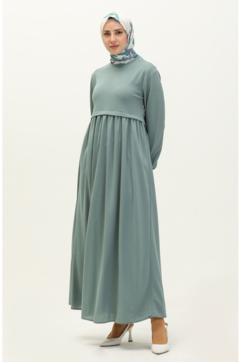 sefamerve Mint Green Gathered Dress - 0666-08