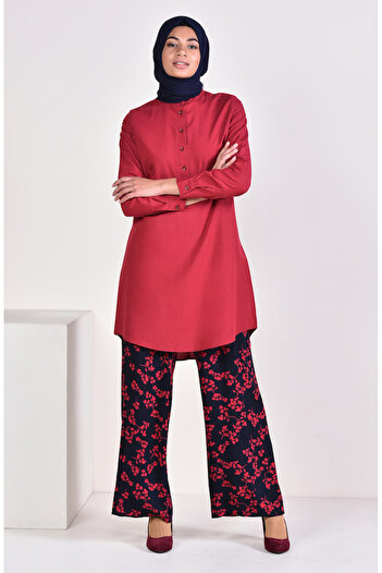 sefamerve Claret Red Judge Collar Tunic - 6474-03
