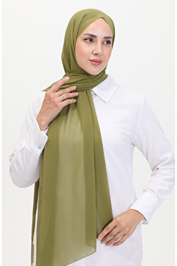sefamerve Aymina Green Silk Chiffon Shawl 8012-17